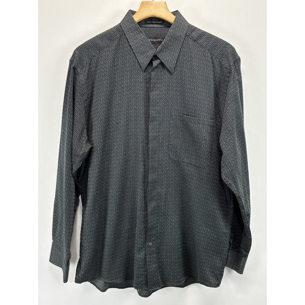 Jhane Barnes Shirt Mens Large Abstract Long Sleeve Japan Woven Geometric Vintage